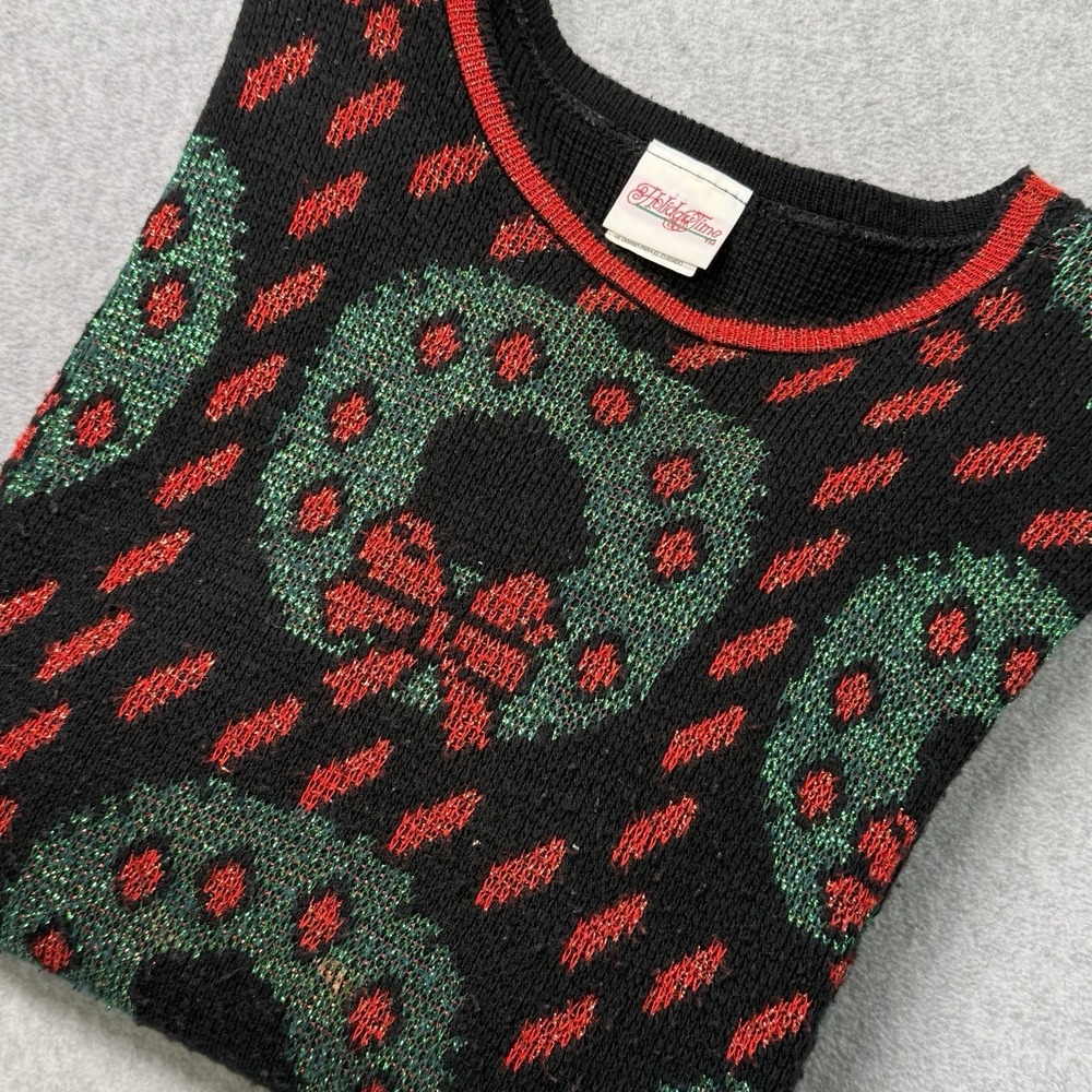 Vintage Holiday Time Christmas Sweater Wreaths Ugly Xmas Lurex USA Made M